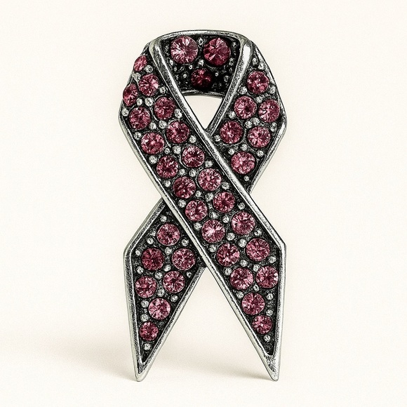 The Unbranded Brand Jewelry - ⚜️💖 Elegant Pink Ribbon Brooch 🫶🏼💗